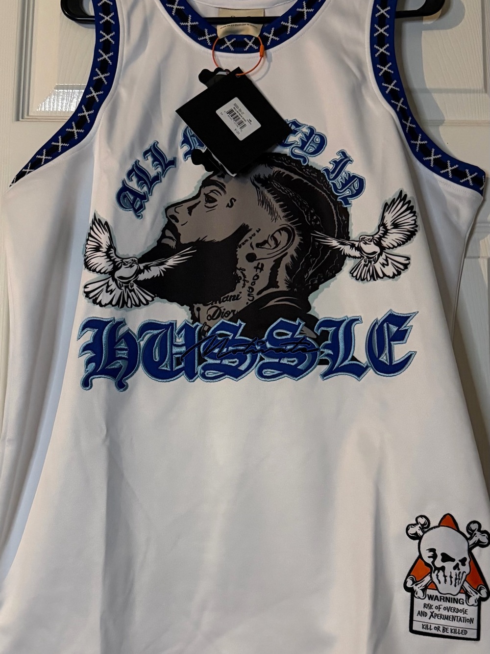White & Blue Graphic Men's Tank Top — Nipsy HUSTLE Print